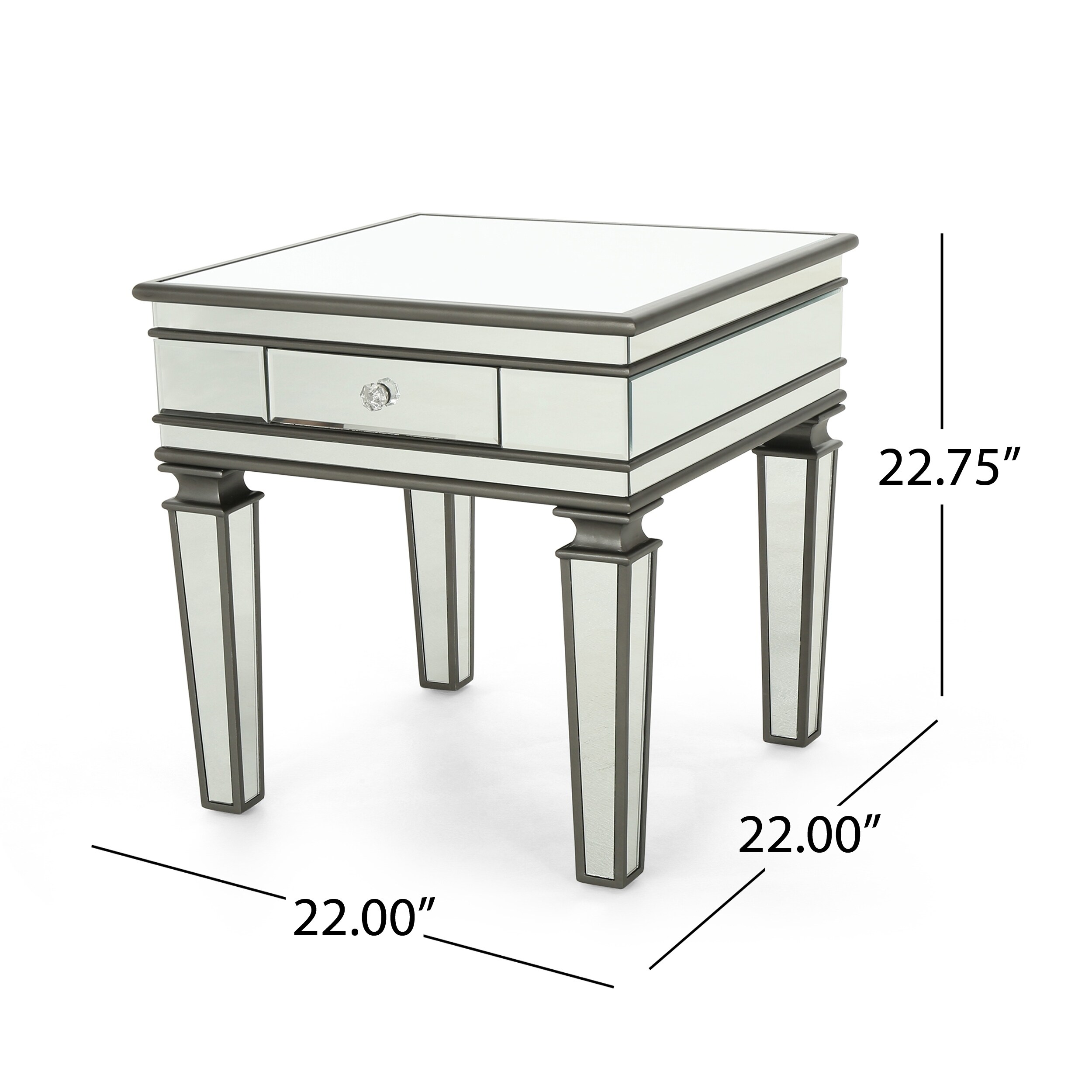 Shop Garibaldi Modern Tempered Glass Mirrored Accent Table With Drawer By Christopher Knight Home On Sale Free Shipping Today Overstock 24115222