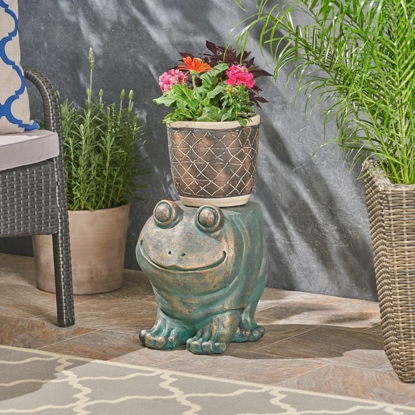 Jacobson Light weight Concrete Frog Garden Stool by Christopher Knight Home