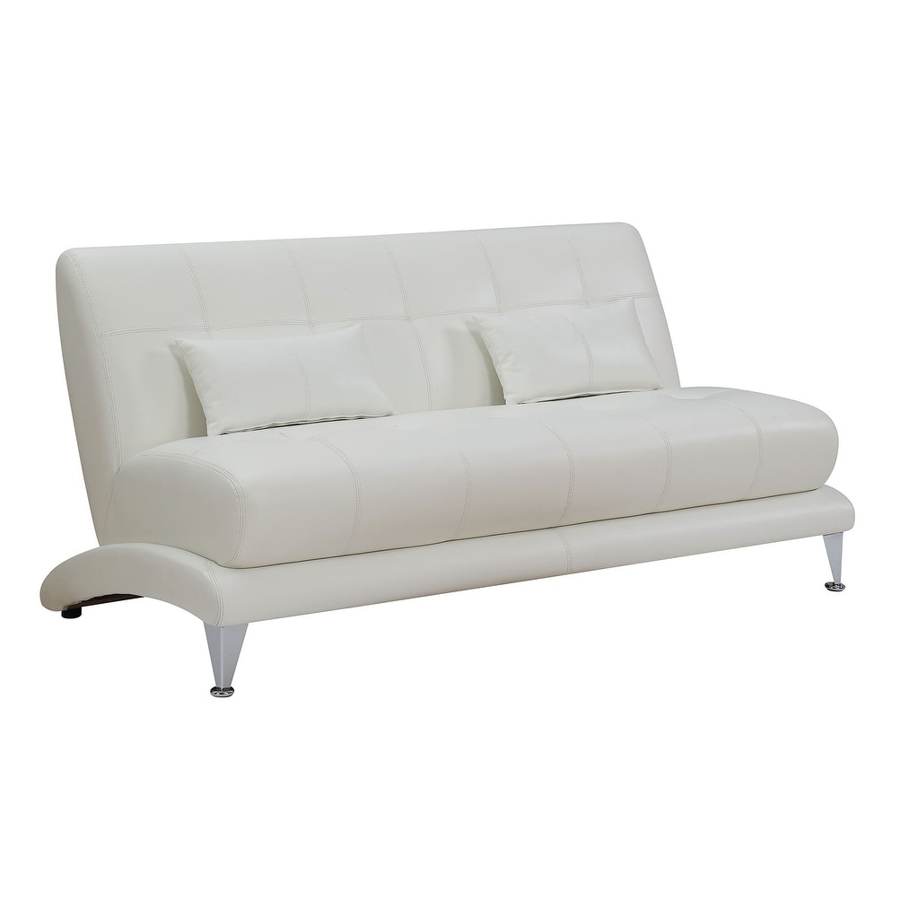Contemporary Leatherette Sofa With Pillows, White White Modern ...