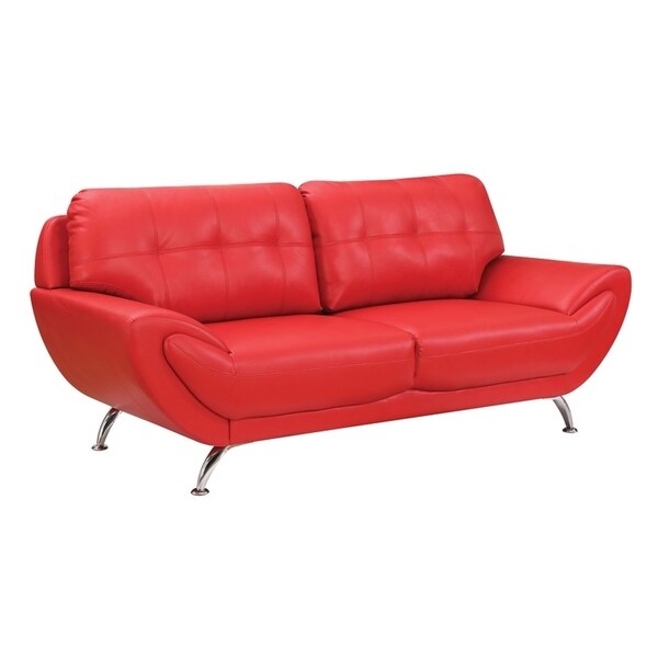 Shop Contemporary Leatherette Sofa With Tufting, Red Free Shipping