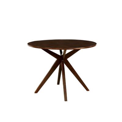 Round Shape Solid Wood Counter Height Table with Angled Legs, Cherry Brown
