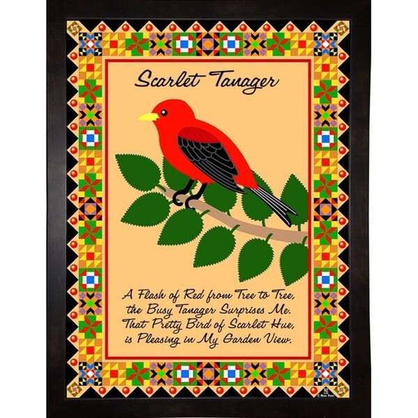 Scarlet Tanager Quilt-MARFRO73100 Print 32.5"x24.5" by Mark Frost
