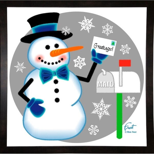 Snowman Mailbox-MARFRO130440 Print 24.5"x24.5" by Mark Frost