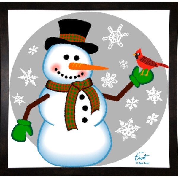 Snowman Cardinal-MARFRO130439 Print 23.5"x24" by Mark Frost