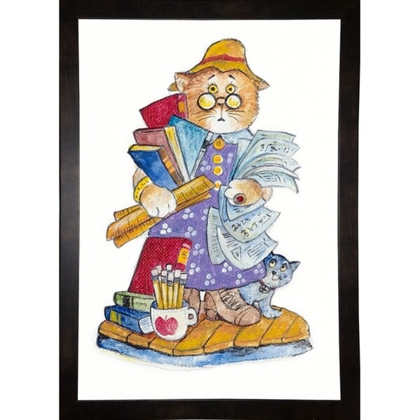 Teacher Cat-BILBEL9310 Print 15.5"x10.75" by Bill Bell