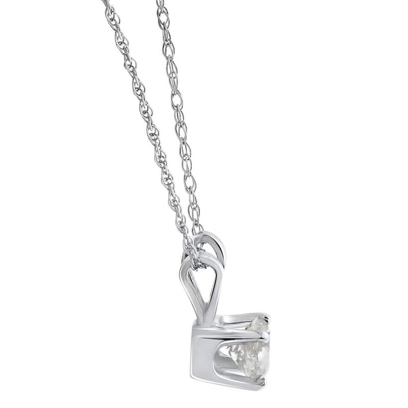 3/8 Ct Solitaire Natural Diamond Pendant Necklace 18" White Gold