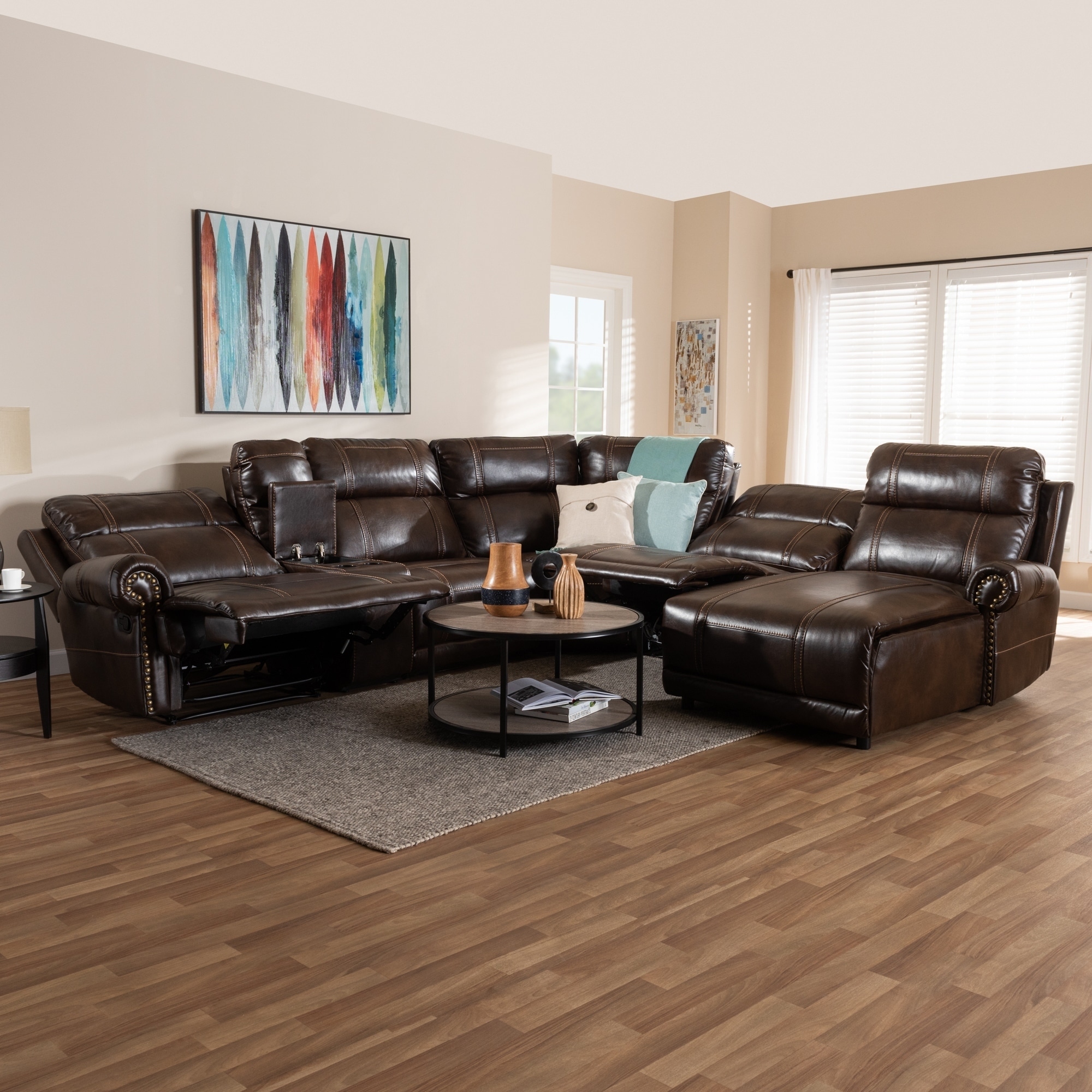 Contemporary Faux Leather Sectional Sofa By Baxton Studio