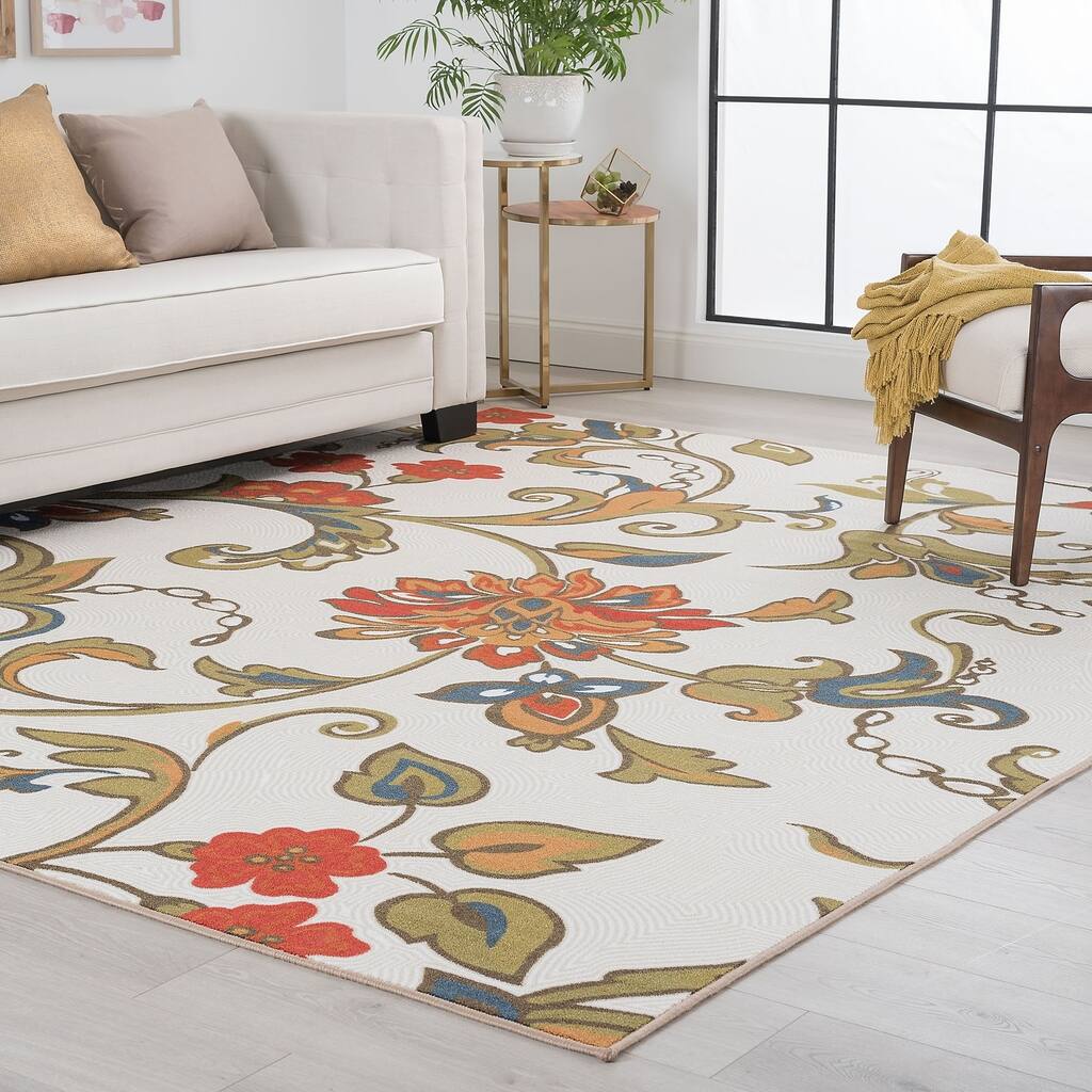 Majolica Shabby Chic Floral Indoor Area Rug