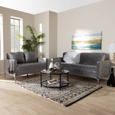Mid-Century Fabric 2-Piece Living Room Set by Baxton Studio