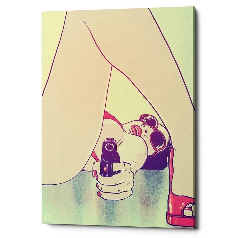 Epic Graffiti "Girl with Gun" by Giuseppe Cristiano, Giclee Canvas Wall Art, 12"x18"