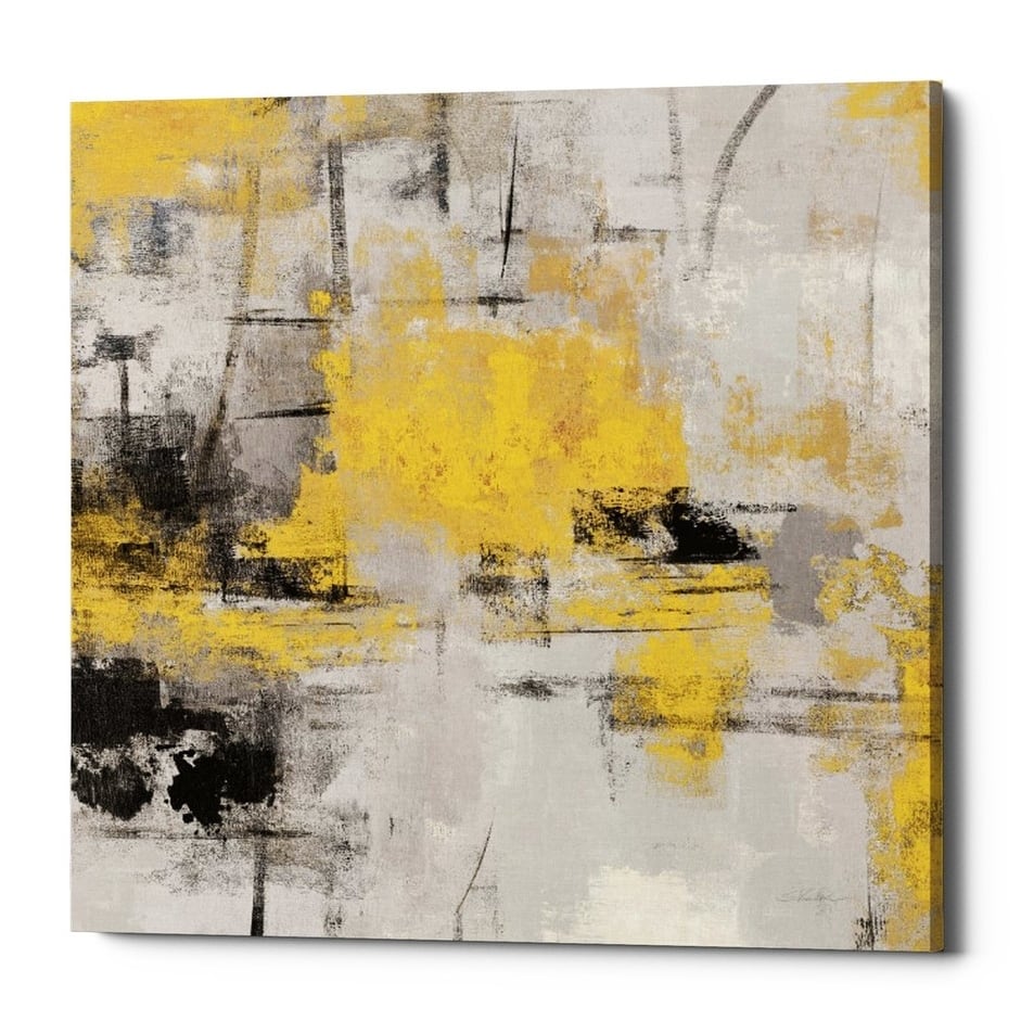 Epic Graffiti "Stone Gardens III Yellow" by Silvia Vassileva, Giclee Canvas Wall Art, 12"x12"