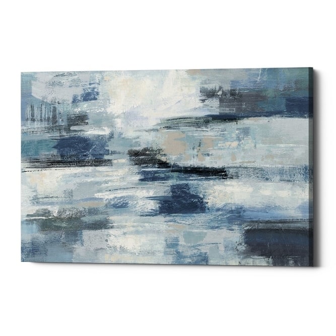 Epic Graffiti "Clear Water Indigo and Gray" by Silvia Vassileva, Giclee Canvas Wall Art, 12"x18"