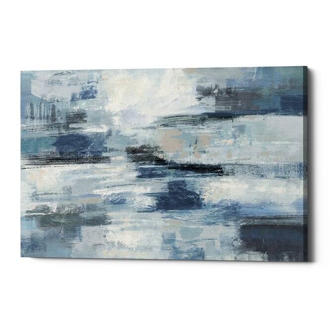 Epic Graffiti "Clear Water Indigo and Gray" by Silvia Vassileva, Giclee Canvas Wall Art, 12"x18"