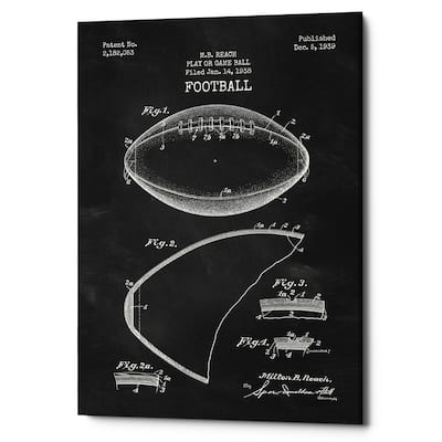 Epic Graffiti "Football Blueprint Patent Chalkboard" Giclee Canvas Wall Art, 12" x 18"