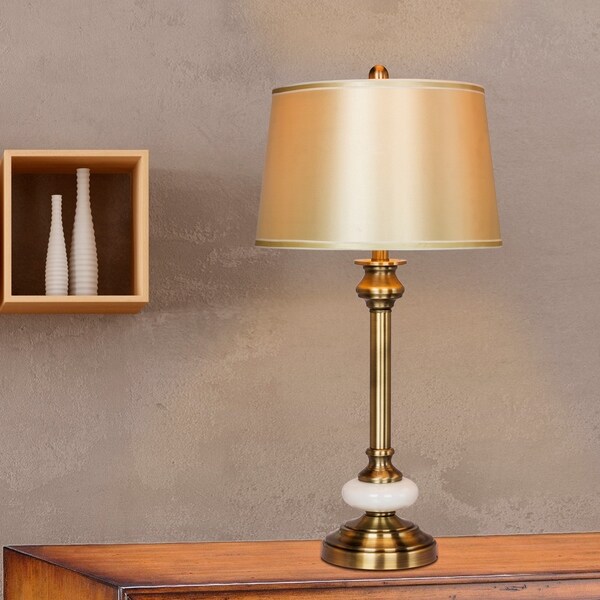 pair of white table lamps