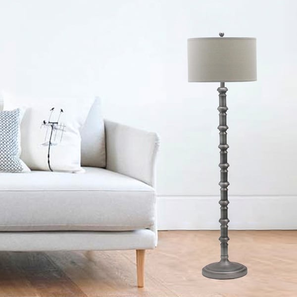 Fangio Lighting's 1597AS 63in. Antique Silver Metal Stacked Floor