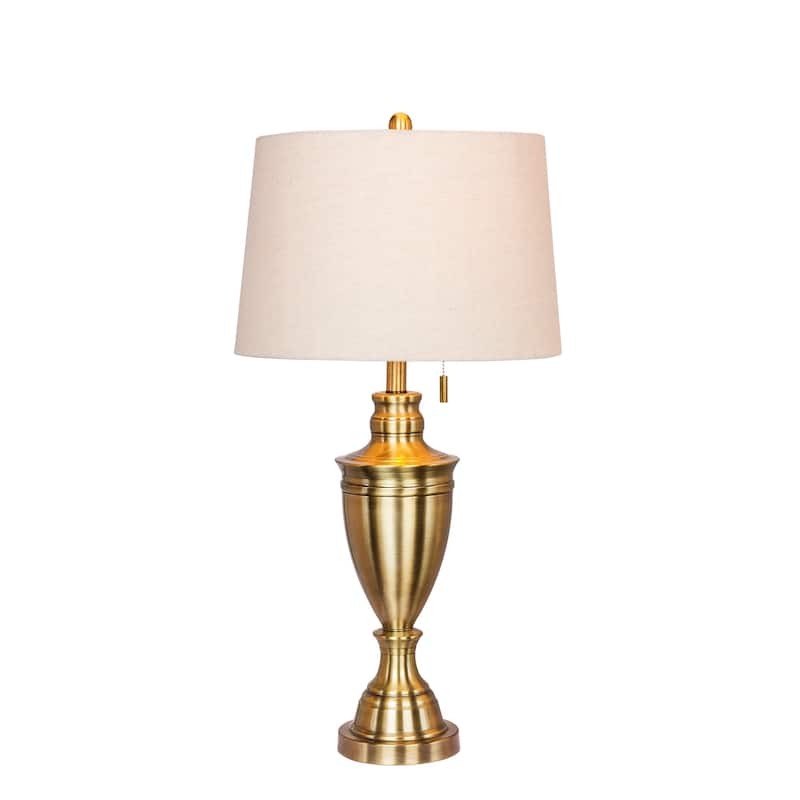 Fangio Lighting's 1587AB 31 in. Classic Urn Antique Brass Table Lamp