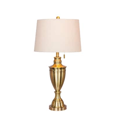 Fangio Lighting's 1587AB 31 in. Classic Urn Antique Brass Table Lamp