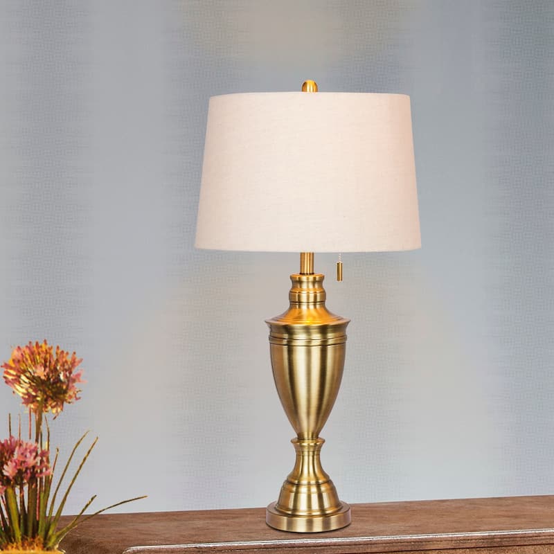 Fangio Lighting's 1587AB 31 in. Classic Urn Antique Brass Table Lamp