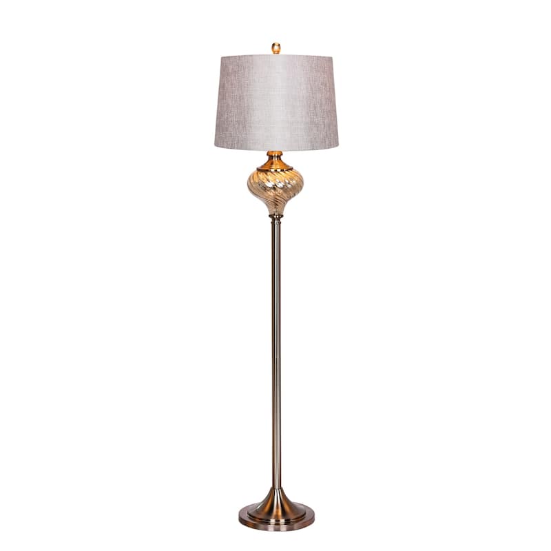 Fangio Lighting's 1595 61.5 in. Brushed Steel/Mercury Glass Floor Lamp ...