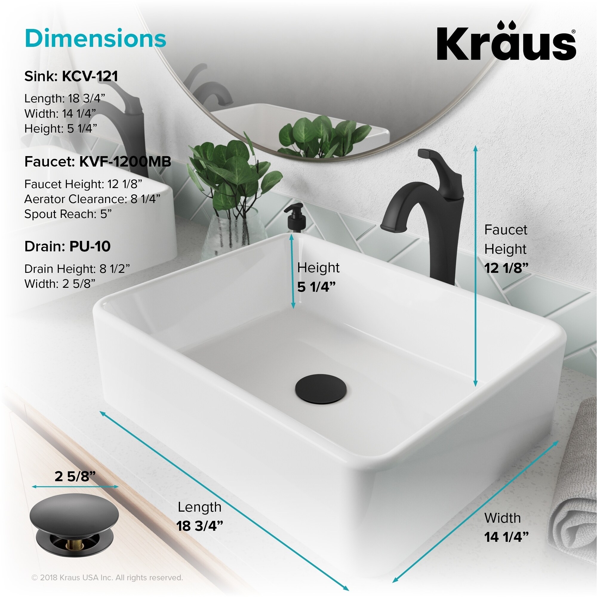 Kraus 3 In 1 Bathroom Set C Kcv 121 1200 White Ceramic Set C Kcv 121 1200 White Ceramic