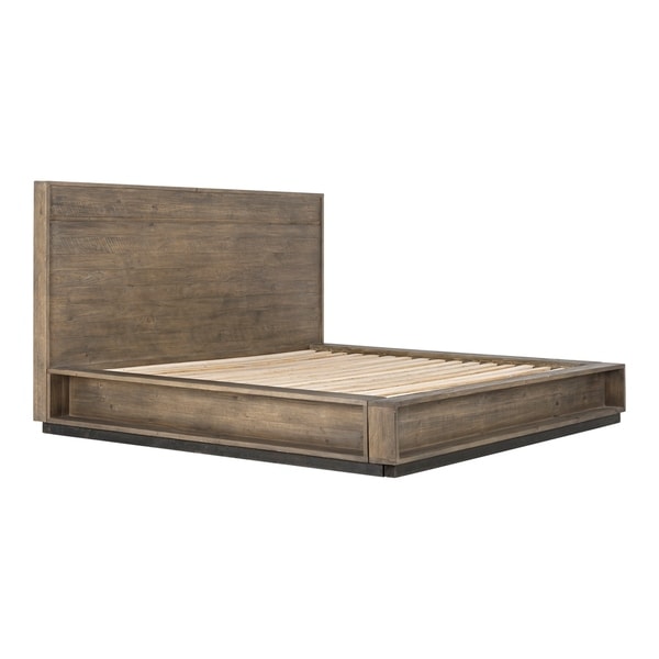 Aurelle Home Erica Brown Solid Wood Rustic Platform Bed
