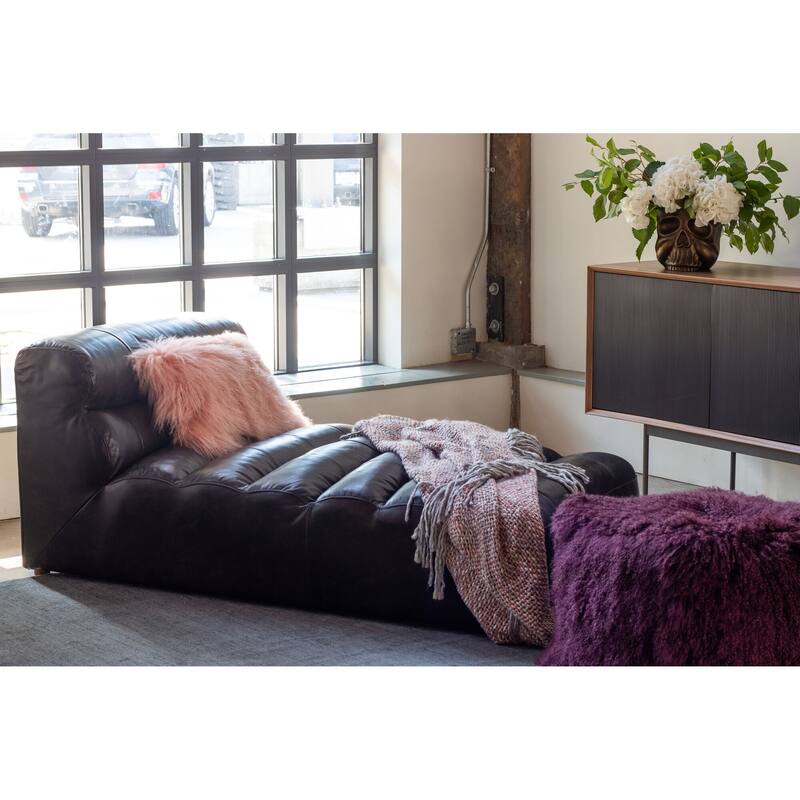 Aurelle Home Ribbed Antique Premium Leather Daybed