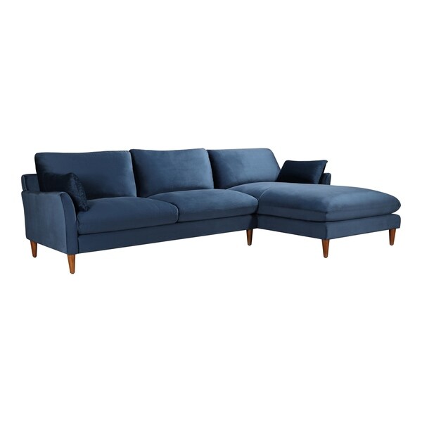 Shop Aurelle Home Emily Modern Blue Velvet Sofa Sectional - On Sale ...