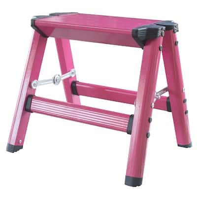 AmeriHome Lightweight Single Step Aluminum Step Stool - Bright Pink