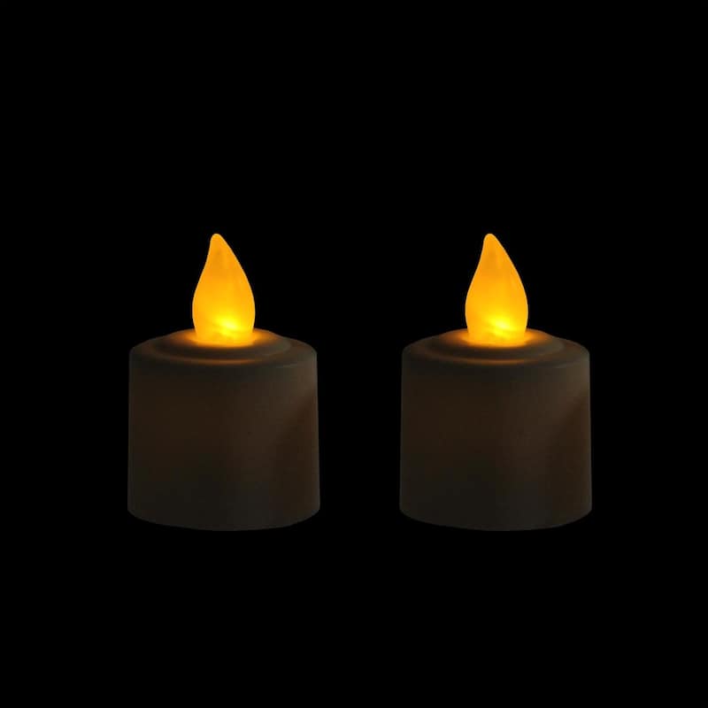 Pack of 2 White Battery Operated LED Flickering Amber Lighted Christmas Votive Candles 1.5"