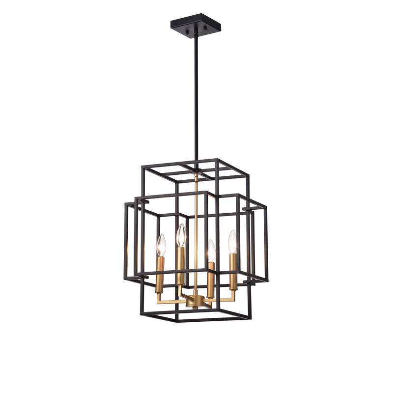 Hartwell 15-inch 4-Light Pendant Lamp Black and Gold Finish