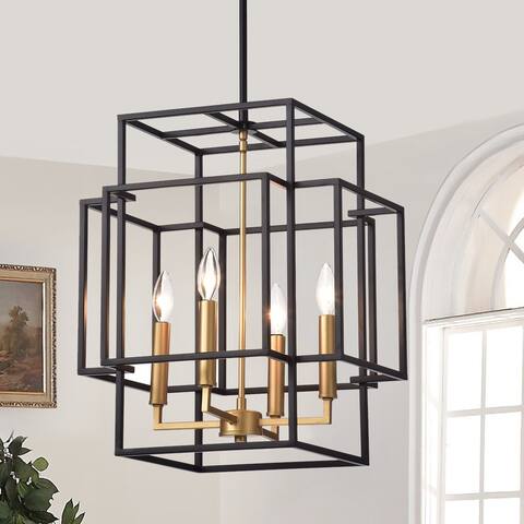 Hartwell 15-inch 4-Light Pendant Lamp Black and Gold Finish