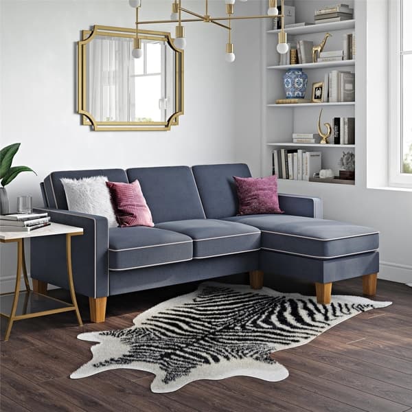 Shop Novogratz Bowen Sectional Sofa With Contrast Welting Free