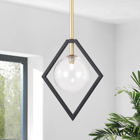 Fayres 10-inch 1-Light Black and Gold Finish Pendant Lamp (bulbs included)