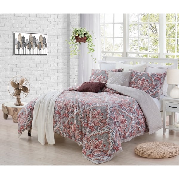 slide 3 of 3, Ellen Tracy Upton Park 3-Piece Premium Cotton Duvet Cover Set - Multi Queen