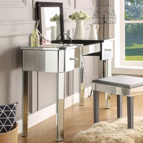 Addison Glam Mirrored Makeup Vanity Table For Bedroom
