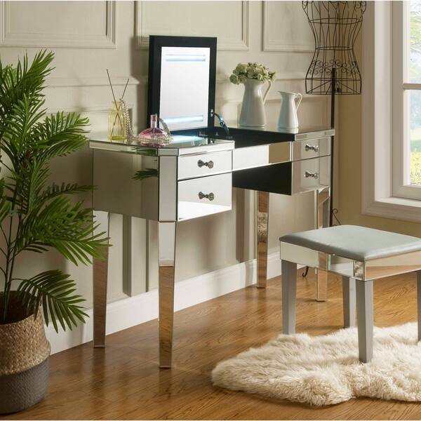 Addison Mirrored Makeup Vanity Table With 2 Drawers Or 4 Addison Mirrored Makeup Vanity Table