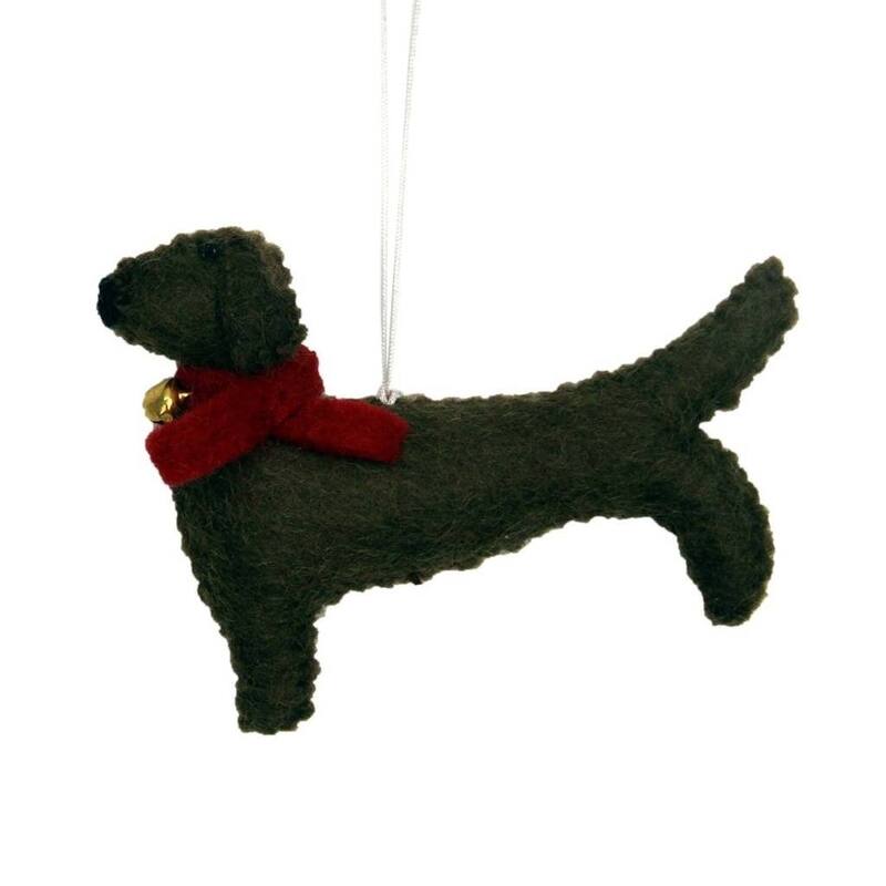 Handmade Dachshund Felt Ornament (Nepal)