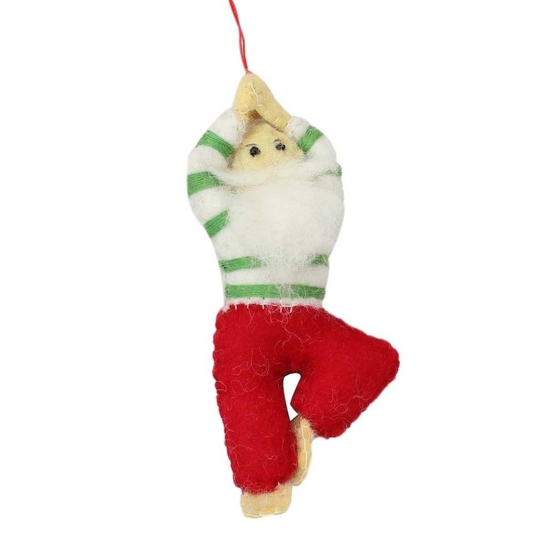 Handmade Yoga Santa Felt Ornament (Nepal)