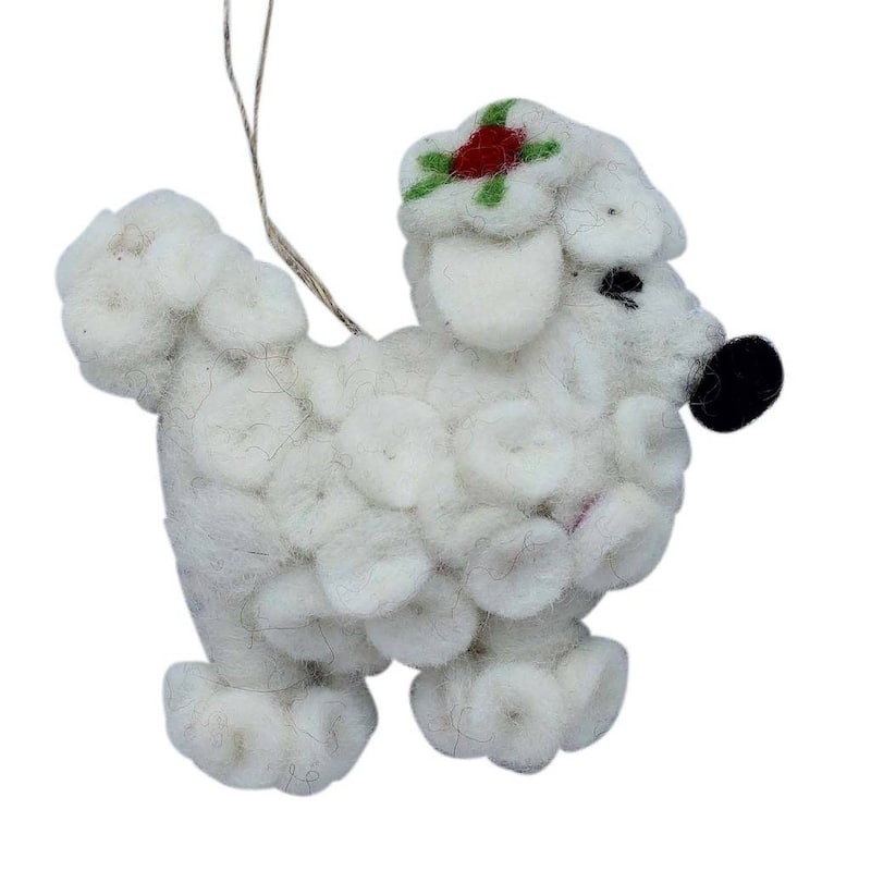 Handmade Poodle Felt Ornament (Nepal)