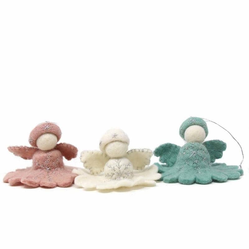 Handmade White Angel Felt Ornament (Nepal)