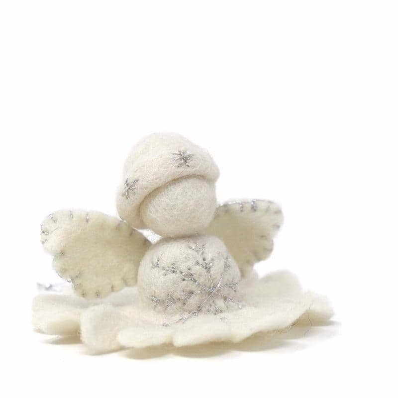 Handmade White Angel Felt Ornament (Nepal)