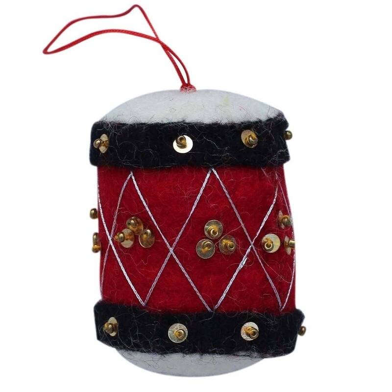 Handmade Drum Felt Christmas Ornament (Nepal)