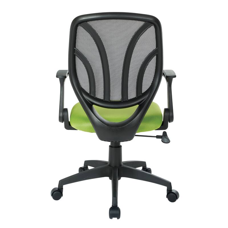 Office Chair with Flip Arms and Silver Accents