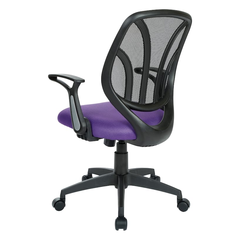 Office Chair with Flip Arms and Silver Accents