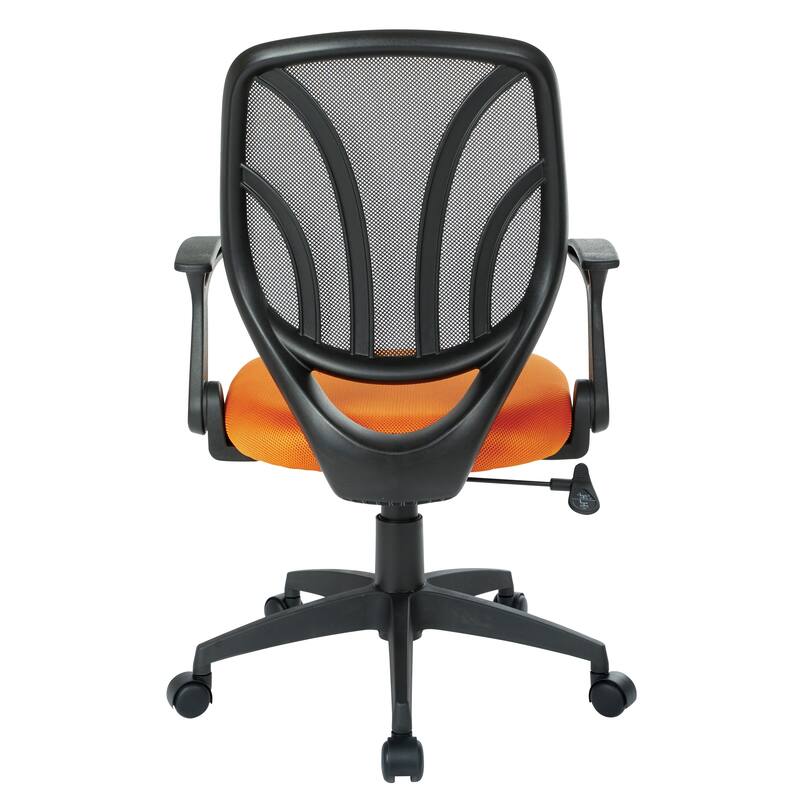 Office Chair with Flip Arms and Silver Accents