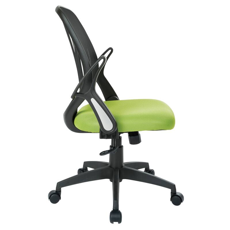Office Chair with Flip Arms and Silver Accents