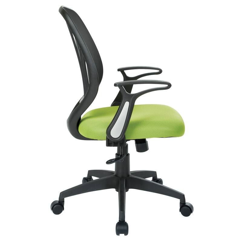Office Chair with Flip Arms and Silver Accents
