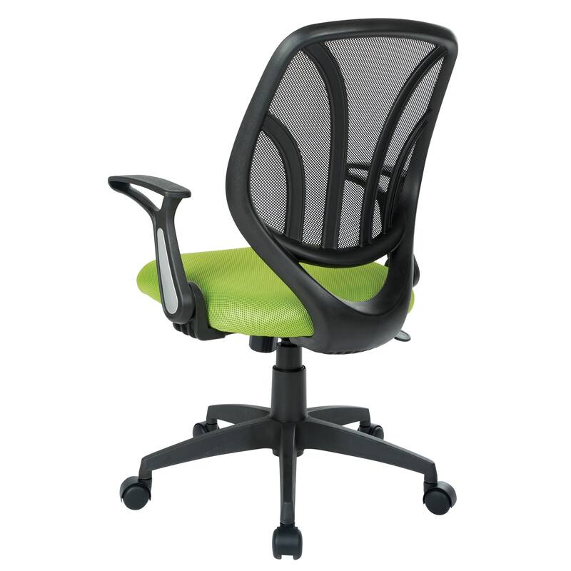 Office Chair with Flip Arms and Silver Accents