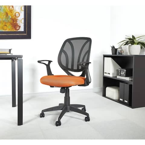 Office Chair with Flip Arms and Silver Accents